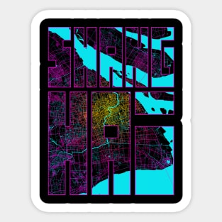 Shanghai, China City Map Typography - Neon Sticker